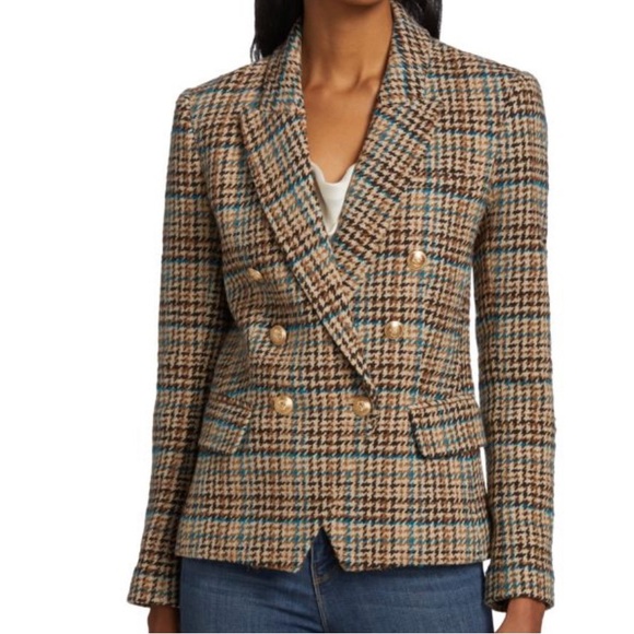 L'AGENCE Jackets & Blazers - L'AGENCE Kenzie Double Breasted Houndstooth Wool Blend Blazer - Size 8
